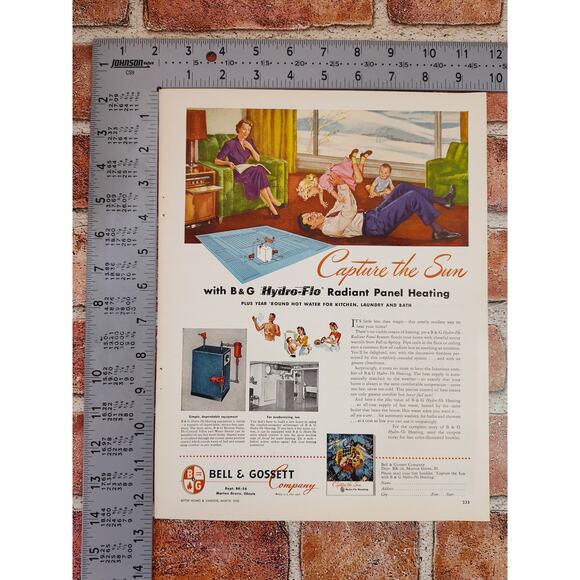 1950 Happy Family in Living Room‎ "Capture the Sun" Radiant Heating Vtg Print Ad - Picture 4 of 6